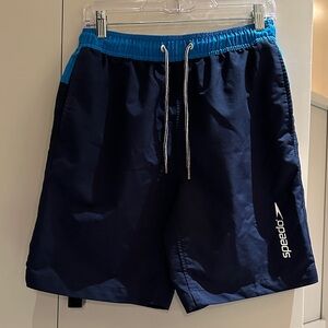 Speedo Men's Dark Blue and Teal Swim Trunks